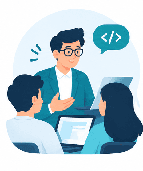 Expert mentor guiding students